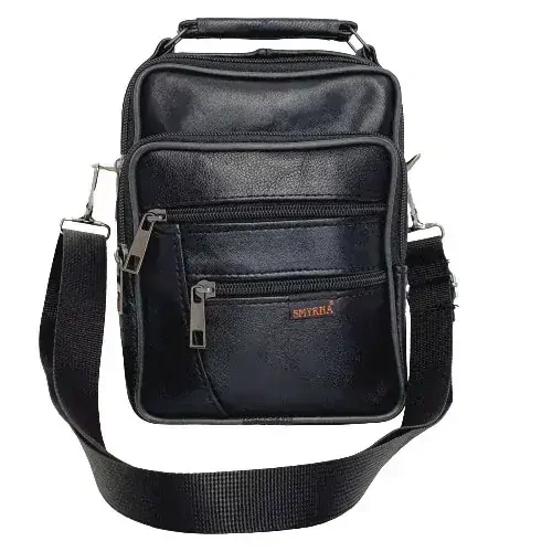 Pánská kožená crossbody taška s rukojetí a 5 kapsami