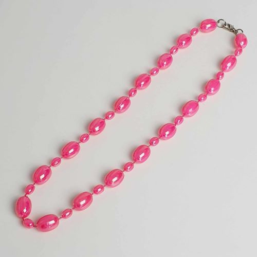 Lesklé plastové korále pro děti – 42 cm, bílé