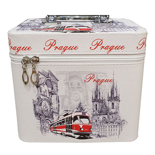 Kosmetický kufřík Praha Retro – bílý, vel. S