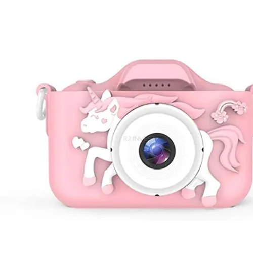 Dětský digitální fotoaparát Jednorožec – Full HD foťák s hrami a silikonovým krytem, modrý