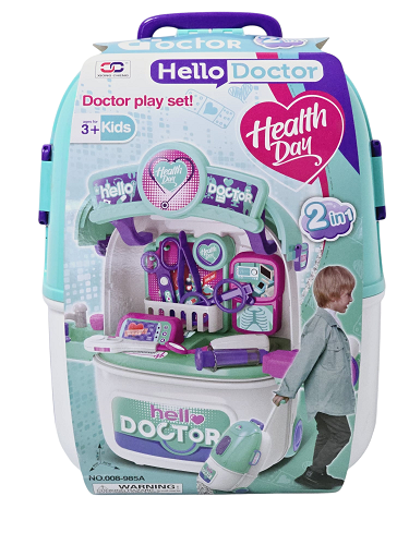 Dětský lékařský kufřík 2v1 Hello Doctor – přenosná ordinace na kolečkách modrá