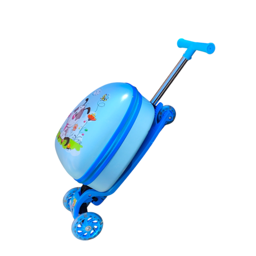 Skládací koloběžka s kufrem 2v1 – motiv Sova, modrá