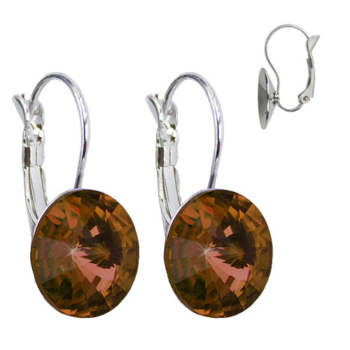 Elegantní visací naušnice s krystaly Swarovski - hnědé