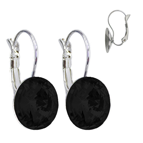 Elegantní visací naušnice s krystaly Swarovski v černém odstínu