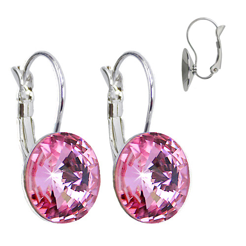 Elegantní visací naušnice s krystaly Swarovski - světle růžové
