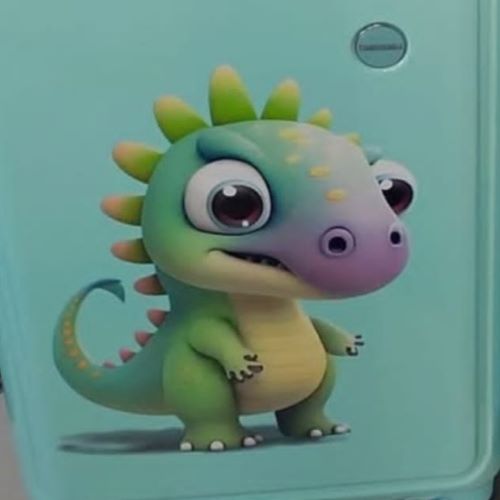 Dětský cestovní kufr Dino – velikost XS, lehký kufr s potiskem dinosaura, světle zelený