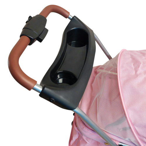 Kočárek pro psy a kočky do 13kg – trojkolka, skládací - růžový