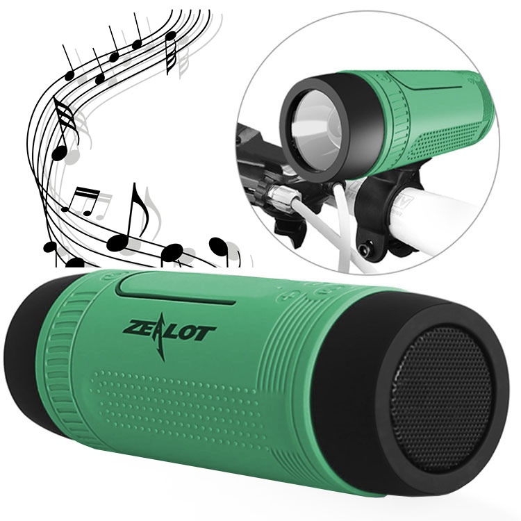 Outdoor reproduktor Zealot S1 zelený: Svítilna, powerbanka a držák, IPX5