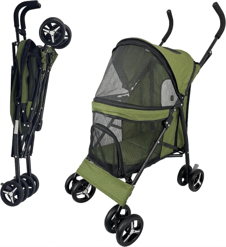 Kočárek pro psy a kočky do 8kg - golfový, skládací - černý