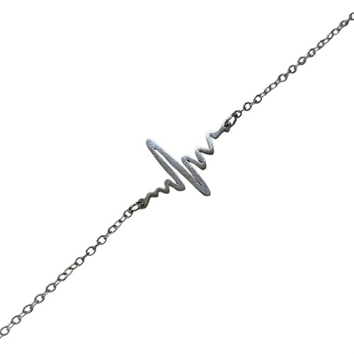 Dámský ocelový náramek ve stříbrné barvě - EKG křivka