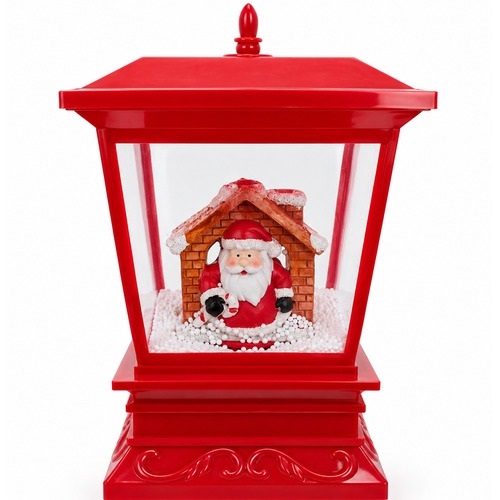 Vánoční pouliční lampa se sněžením Santa s měsícem 120 cm červená
