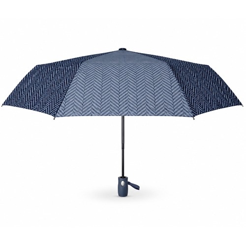 Plně automatický skládací deštník s cik-cak vzorem - modrý 102 cm