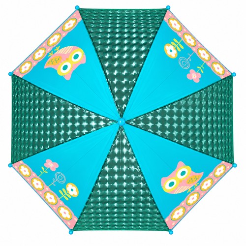 Dětský deštník s píšťalkou a sovičkami - modrý 80 cm