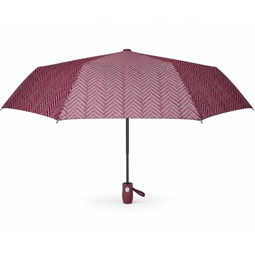 Plně automatický skládací deštník s cik-cak vzorem - vínový 102 cm