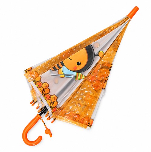 Dětský deštník s píšťalkou a včeličkou - oranžový 80 cm