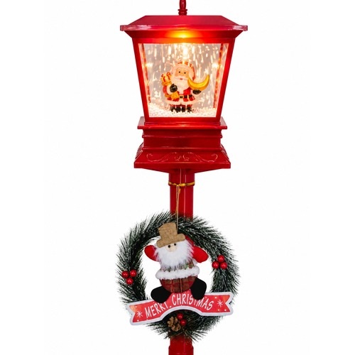 Vánoční pouliční lampa se sněžením Santa s měsícem 120 cm červená