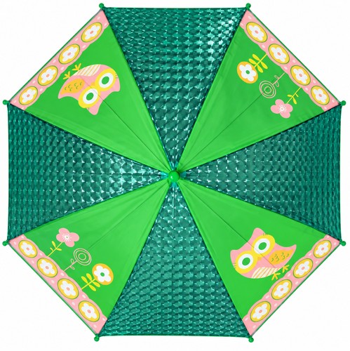 Dětský deštník s píšťalkou a sovičkami - zelený 80 cm