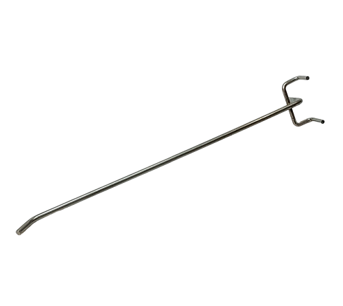 Pochromovaný jednoduchý hák s hrazdou na děrovaný panel Ozap 30 cm