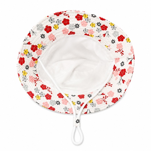 Dětský klobouk barevné kytičky bílý 52 cm