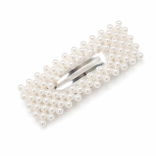 Prolamovací sponka do vlasů s perličkami 7,5 cm - bílá, srdce