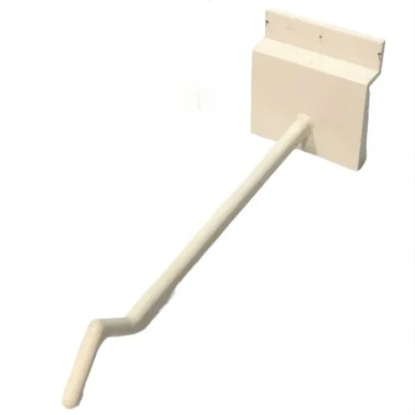 Bílý plastový hák na drážkový slat panel – délka 13 cm