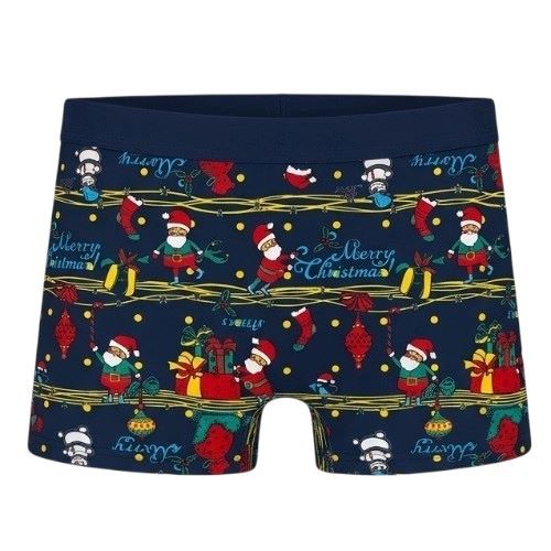 Chlapecké vánoční boxerky bavlněné, tmavě modré - vel. S