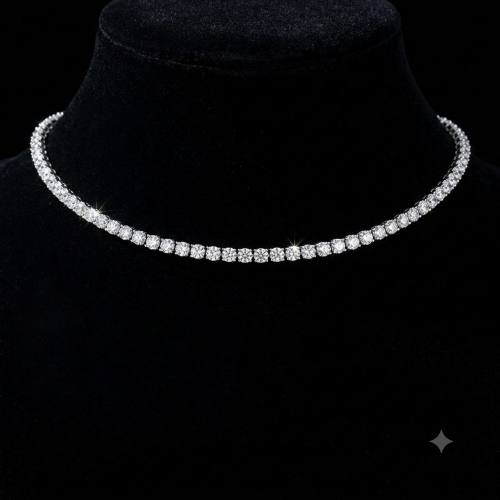 Elegantní štrasový náhrdelník stříbrný – luxusní třpytivý obojek (choker)