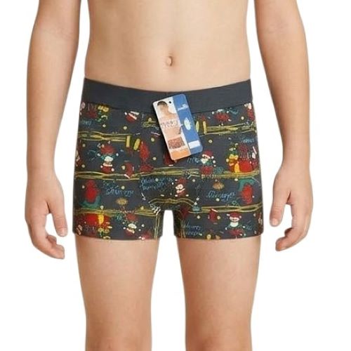 Chlapecké vánoční boxerky bavlněné, šedočerné - vel.S