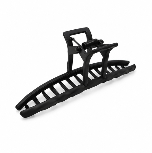 Kovový skřipec do vlasů černé barvy – matný T-profil s vlnkou 11,5 cm