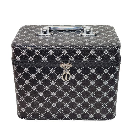 Kosmetický kufřík s elegantním monogramem - černý