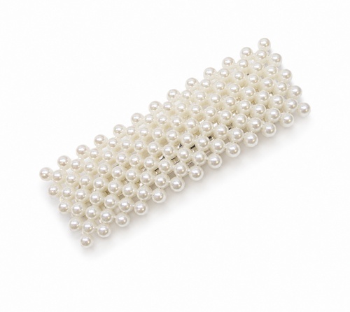 Prolamovací sponka do vlasů s perličkami 7,5 cm - bílá, srdce