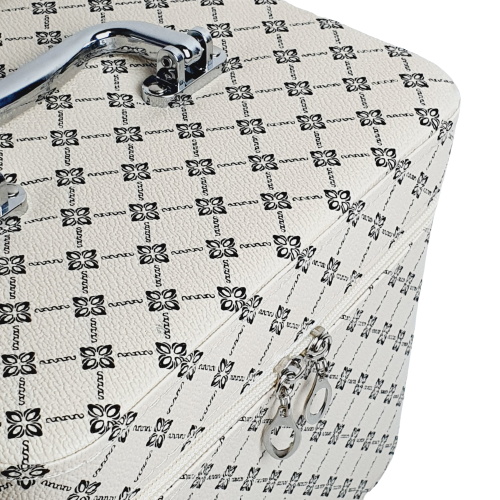 Kosmetický kufřík velký s elegantním monogramem - krémový