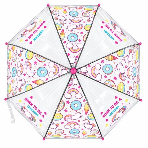 Průhledný deštník jednorožec - modrý 82 cm