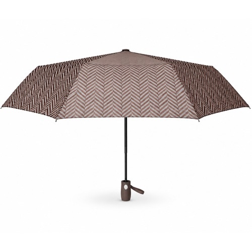Plně automatický skládací deštník s cik-cak vzorem - hnědý 102 cm