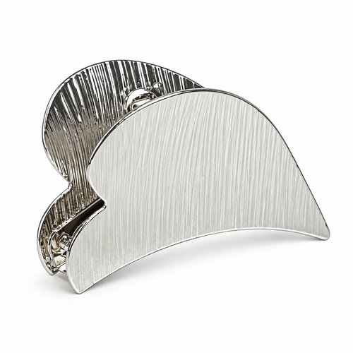 Kovový skřipec do vlasů hematitové barvy - srdce 7 cm