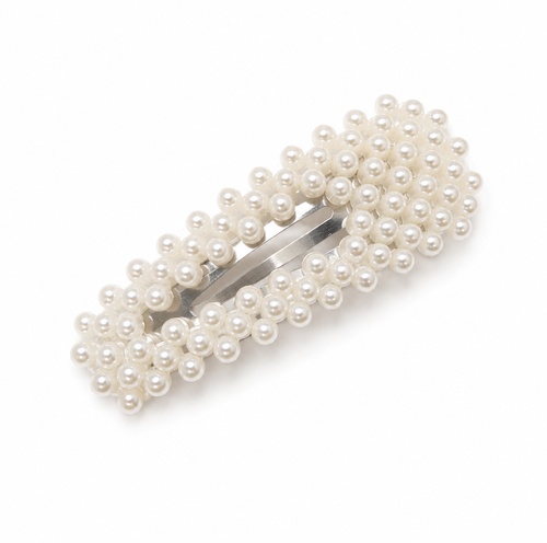 Prolamovací sponka do vlasů s perličkami 7,5 cm - bílá, srdce