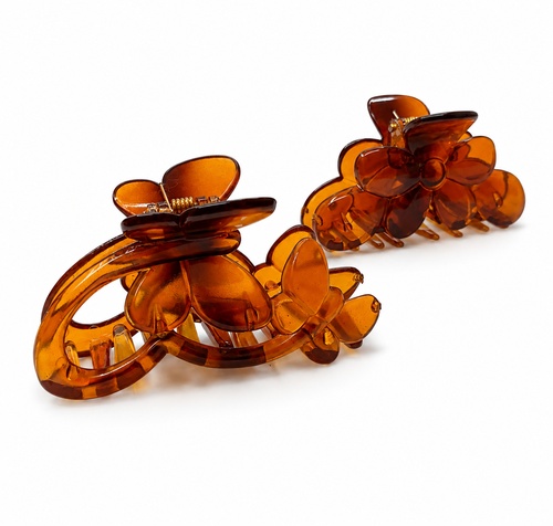 Skřipec do vlasů 3D motiv hnědý želvovinový