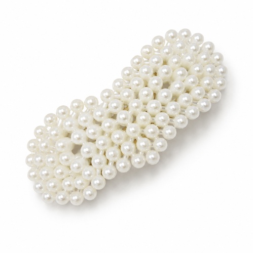 Prolamovací sponka do vlasů s perličkami 7,5 cm - bílá, srdce