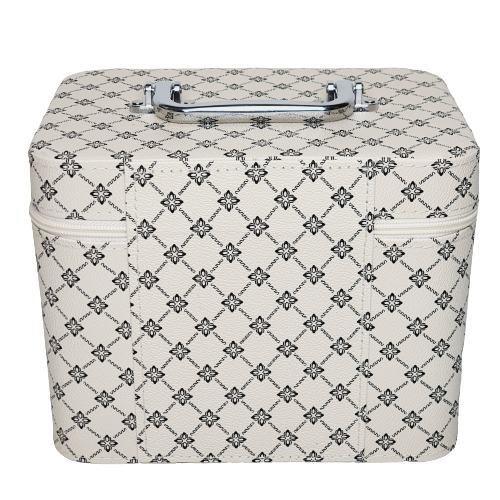Kosmetický kufřík velký s elegantním monogramem - krémový