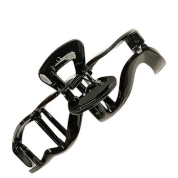Kovový skřipec do vlasů - vlnitý černý 12,5 cm