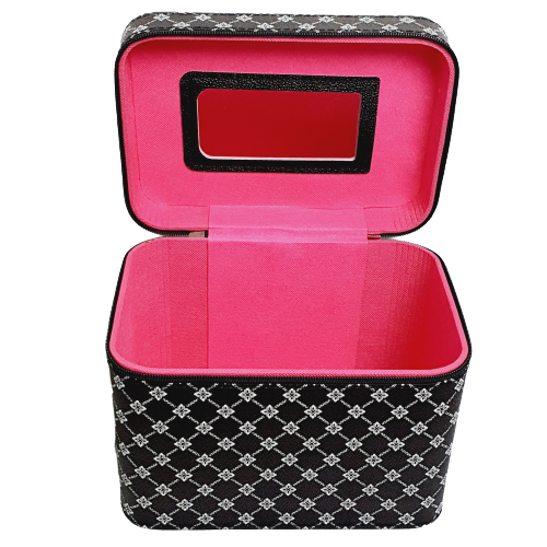 Kosmetický kufřík s elegantním monogramem - černý