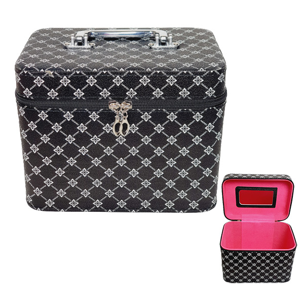 Kosmetický kufřík střední s elegantním monogramem - černý