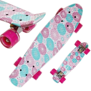 Pennyboard 55cm, svítící LED kolečka - růžová