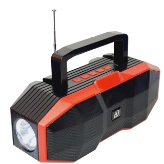 Bezdrátový Bluetooth reproduktor D07 červený: FM rádio, svítilna, 5W