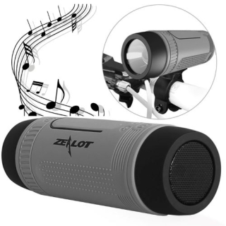 Outdoorový reproduktor Zealot S1 šedý: Powerbanka, svítilna a držák, IPX5