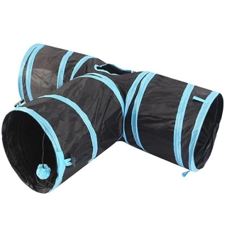 Skládací tříramenný tunel pro kočky a malé psy – modrý