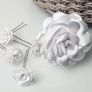 Svatební vlásenka sada 5 kusů - růže bílá