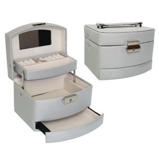 Samovýjížděcí šperkovnice se zrcátkem a klíčkem – stříbrná