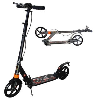 Městská odpružená koloběžka s ruční brzdou a koly 8" - černá