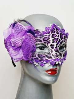 Škraboška karnevalová maska bílofialová – elegantní doplněk na párty a karneval